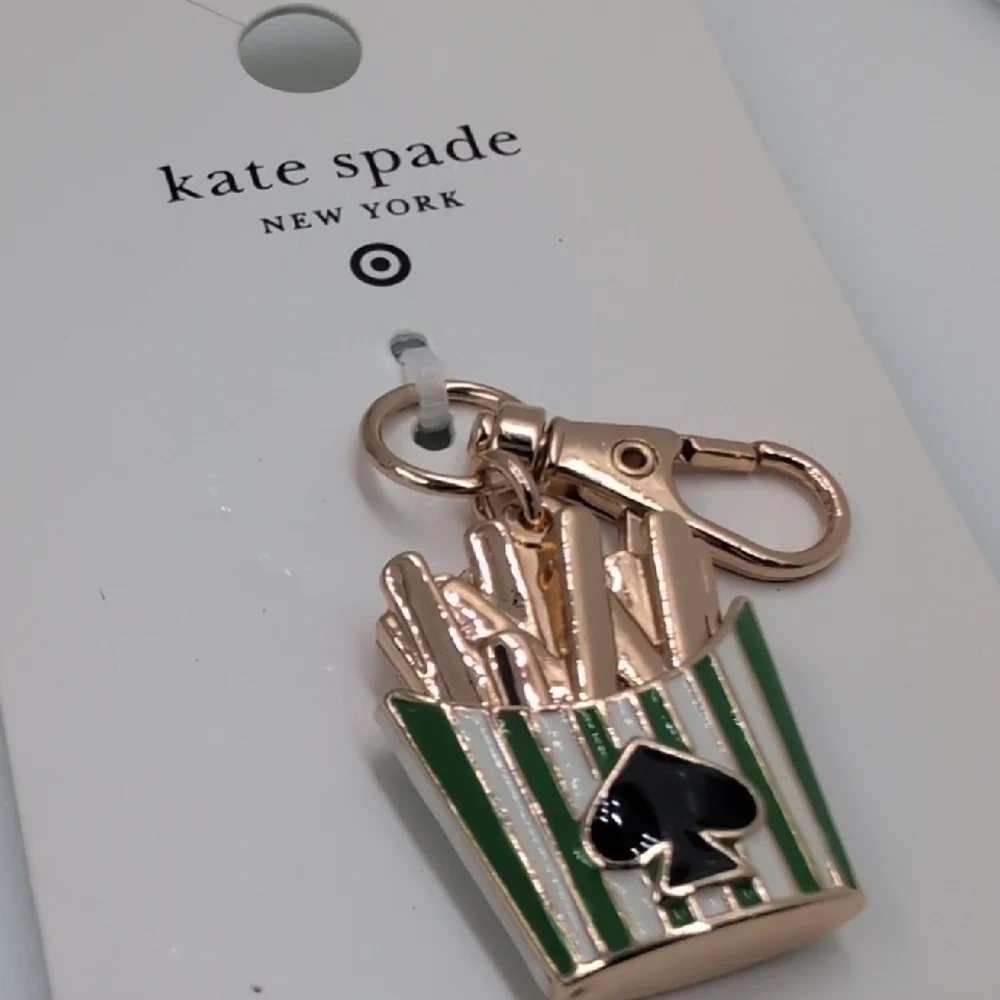 Kate Spade Green and Gold Fries Keychain Bag Charm